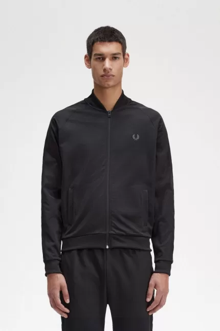 Fred Perry Tonal Tape Men’s Track Jackets Black HOZMV6329