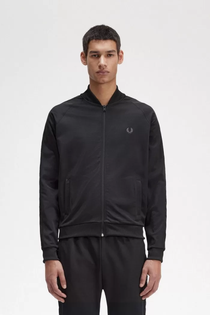 Fred Perry Tonal Tape Men’s Track Jackets Black HOZMV6329