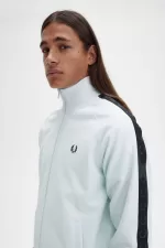 Fred Perry Tonal Taped Men’s Track Jackets Light Aqua Black OLFWP8365