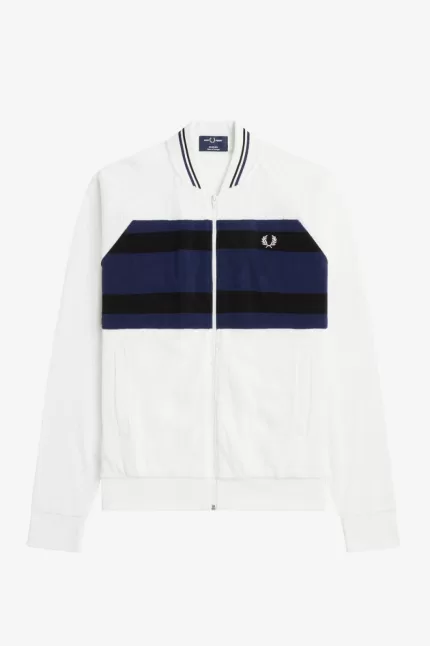 Fred Perry Towelling Bomber Jacket Men’s Track Jackets Snow White TDUHL5217