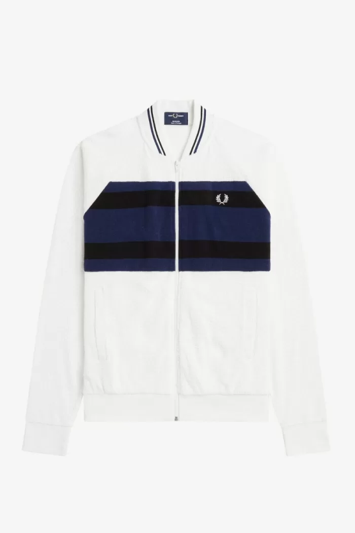 Fred Perry Towelling Bomber Jacket Men’s Track Jackets Snow White TDUHL5217