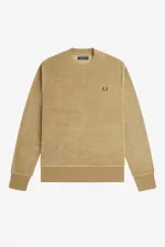 Fred Perry Towelling Crew Neck Men’s Sweatshirts Green AEKUT8567