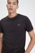 Fred Perry Twin Tipped Men’s T-Shirt Anchor Grey Green Dark Coffee GNKJD6213