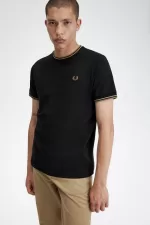 Fred Perry Twin Tipped Men’s T-Shirt Black Green Brown JLIVD0639