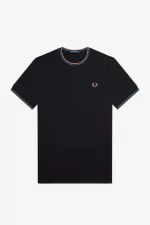 Fred Perry Twin Tipped Men’s T-Shirt Black Cyber Blue Light Rust KNBSL5398