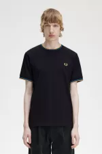 Fred Perry Twin Tipped Men’s T-Shirt Black Cyber Blue Light Rust KNBSL5398