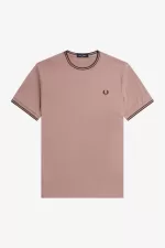 Fred Perry Twin Tipped Men’s T-Shirt Dark Pink Whisky Brown JMFOB2853