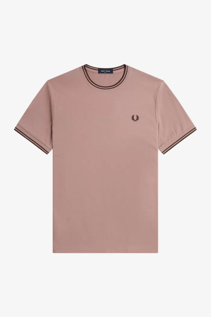 Fred Perry Twin Tipped Men’s T-Shirt Dark Pink Whisky Brown JMFOB2853