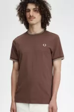 Fred Perry Twin Tipped Men’s T-Shirt Dark Red Warm Grey ZNLFY0923