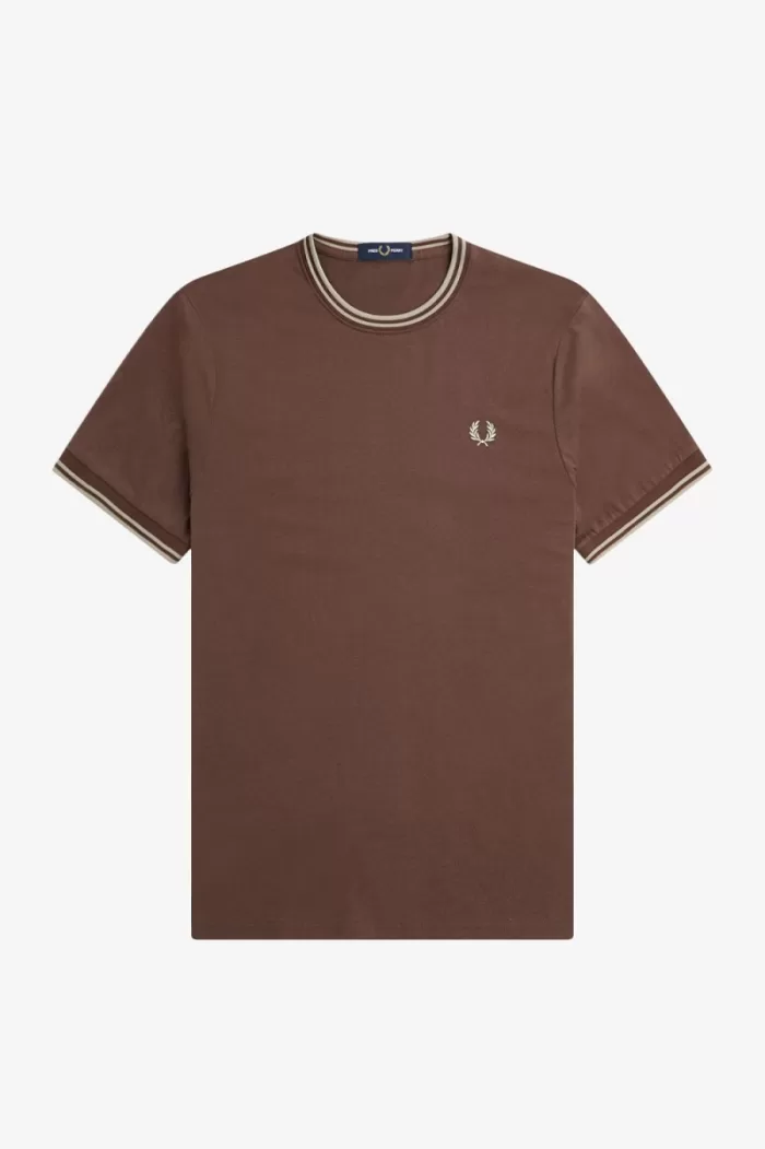 Fred Perry Twin Tipped Men’s T-Shirt Dark Red Warm Grey ZNLFY0923