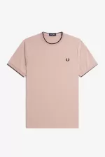 Fred Perry Twin Tipped Men’s T-Shirt Dark Pink Dusty Rose Black DLOXG7102