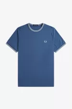 Fred Perry Twin Tipped Men’s T-Shirt Midnight Blue Beige Light Aqua ROEUW6582