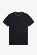 Fred Perry Twin Tipped Men’s T-Shirt Navy Dark Coffee TQJXS5043