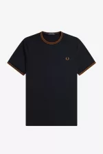 Fred Perry Twin Tipped Men’s T-Shirt Navy Dark Coffee TQJXS5043