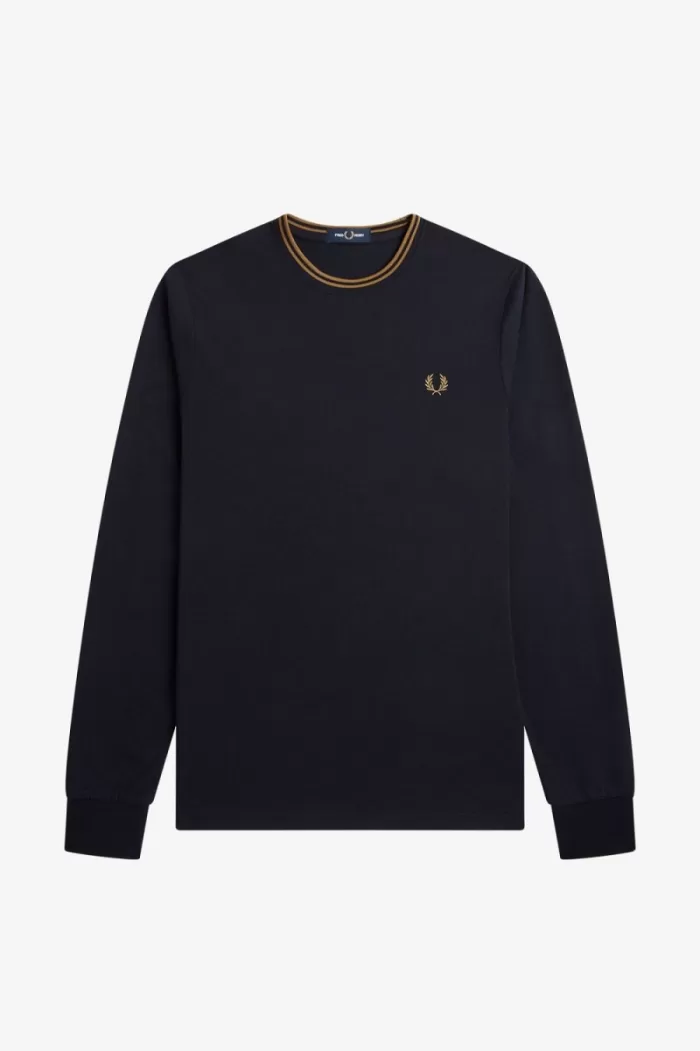 Fred Perry Twin Tipped Men’s T-Shirt Navy Dark Coffee ZEUOY8690