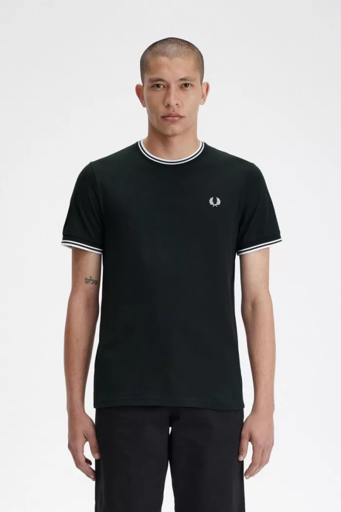 Fred Perry Twin Tipped Men’s T-Shirt Night Green Snow White LWHGS8306