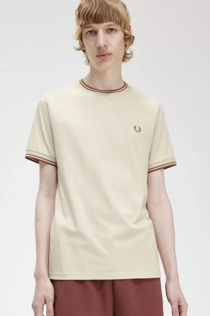 Fred Perry Twin Tipped Men’s T-Shirt Oatmeal EOSPJ4716