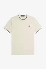 Fred Perry Twin Tipped Men’s T-Shirt Oatmeal Beige Black GCDOB7621