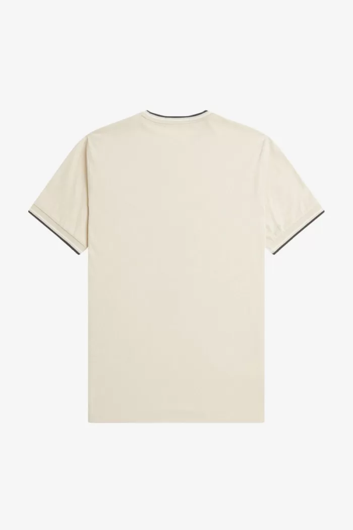 Fred Perry Twin Tipped Men’s T-Shirt Oatmeal Beige Black GCDOB7621