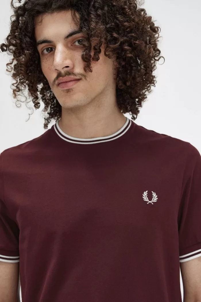 Fred Perry Twin Tipped Men’s T-Shirt Oxblood XRVPL7965