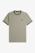 Fred Perry Twin Tipped Men’s T-Shirt Warm Grey Dark Red ZHVNP4038