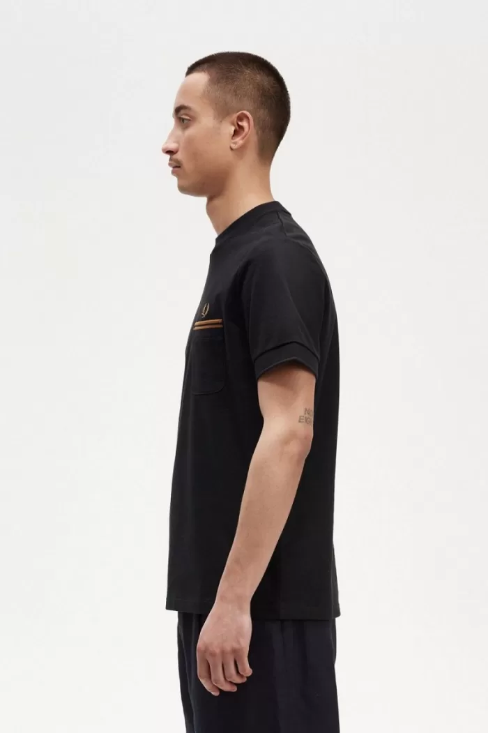 Fred Perry Twin Tipped Pocket Men’s T-Shirt Black IVNKL6894