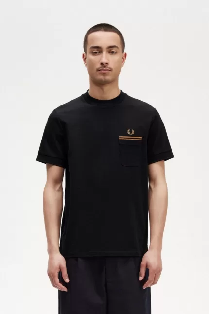 Fred Perry Twin Tipped Pocket Men’s T-Shirt Black IVNKL6894