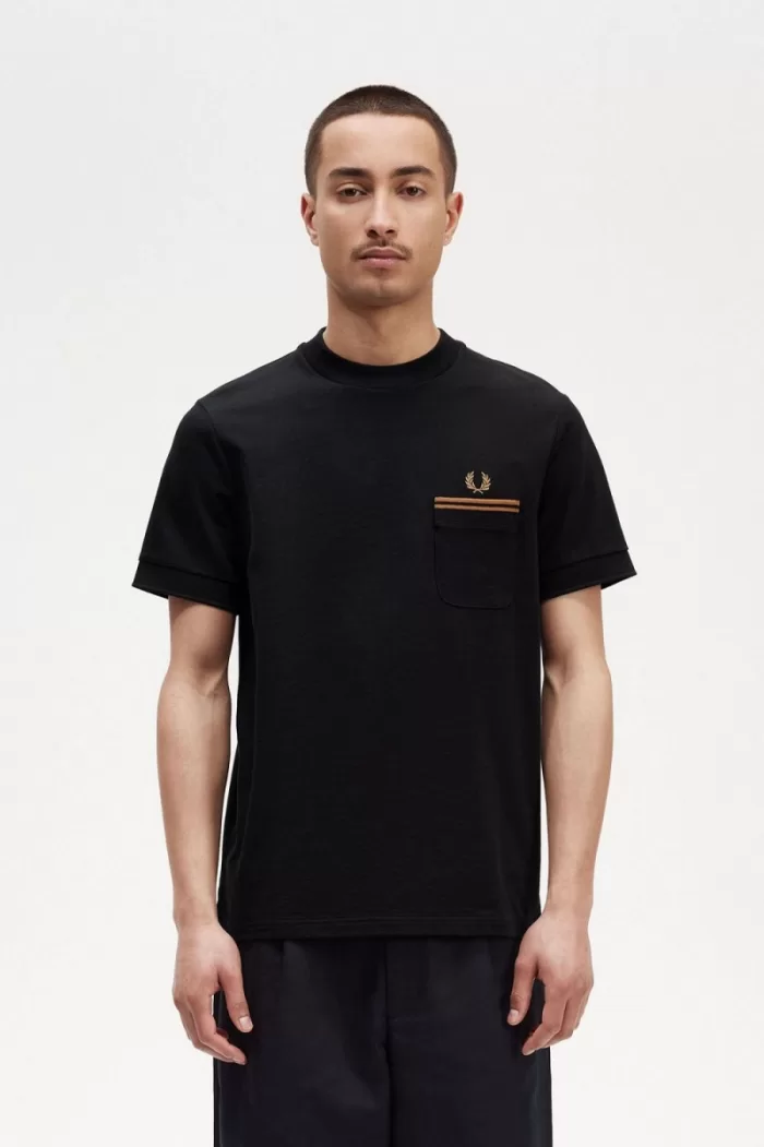 Fred Perry Twin Tipped Pocket Men’s T-Shirt Black IVNKL6894