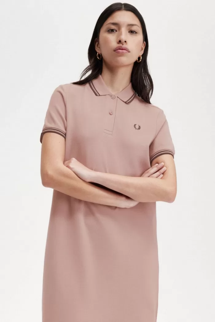 Fred Perry Twin Tipped Shirt Women’s Dress Dark Pink Whisky Brown YNCBG8725