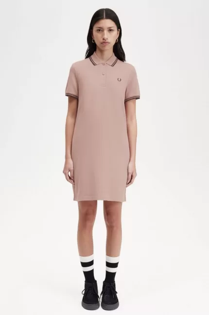 Fred Perry Twin Tipped Shirt Women’s Dress Dark Pink Whisky Brown YNCBG8725