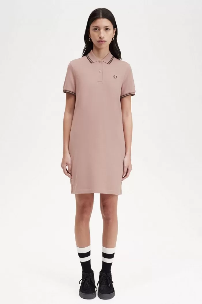 Fred Perry Twin Tipped Shirt Women’s Dress Dark Pink Whisky Brown YNCBG8725