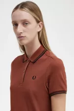 Fred Perry Twin Tipped Shirt Women’s Dress Whisky Brown Black VWRLH6189