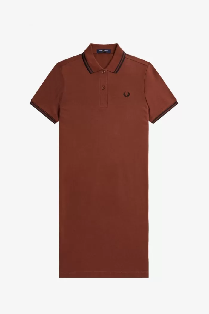 Fred Perry Twin Tipped Shirt Women’s Dress Whisky Brown Black VWRLH6189