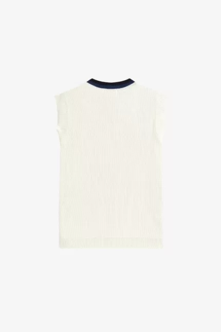 Fred Perry V-Neck Knitted Men’s Tanks Beige RTXLO0615