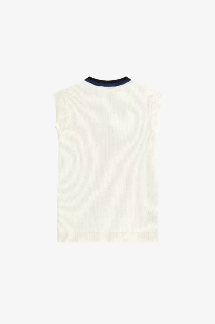 Fred Perry V-Neck Knitted Men’s Tanks Beige RTXLO0615