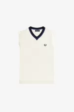 Fred Perry V-Neck Knitted Men’s Tanks Beige RTXLO0615