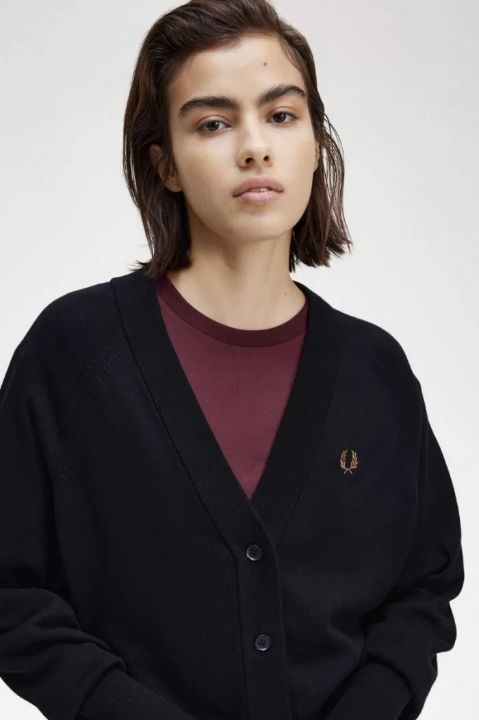 Fred Perry V-Neck Women’s Cardigan Navy NATYV3458