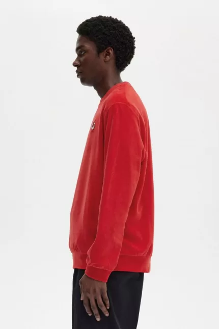 Fred Perry Velour Men’s Sweatshirts Red HAZRX6748