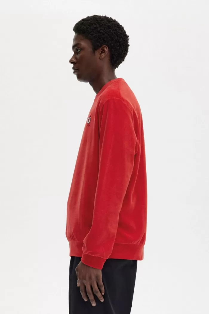 Fred Perry Velour Men’s Sweatshirts Red HAZRX6748