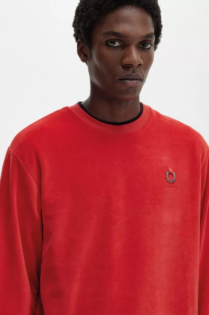 Fred Perry Velour Men’s Sweatshirts Red HAZRX6748