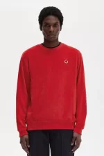 Fred Perry Velour Men’s Sweatshirts Red HAZRX6748