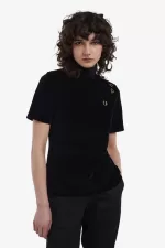 Fred Perry Velour Women’s T-Shirt Black ZUDVG1047