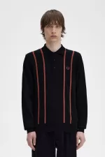 Fred Perry Vertical Stripe Knitted Men’s Shirt Black GJTCI4875