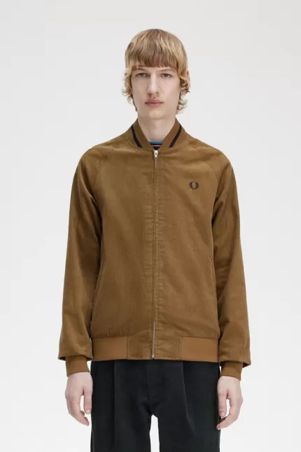 Fred Perry Waffle Cord Tennis Bomber Men’s Jackets Brown ZISML2863