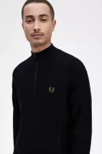 Fred Perry Waffle Stitch Half Zip Men’s Jumper Navy CSQGU3281