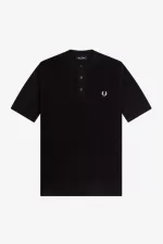 Fred Perry Waffle Stitch Henley Men’s Shirt Black VCAMJ2359