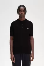 Fred Perry Waffle Stitch Henley Men’s Shirt Black VCAMJ2359