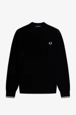 Fred Perry Waffle Stitch Men’s Jumper Black WQVAU5167