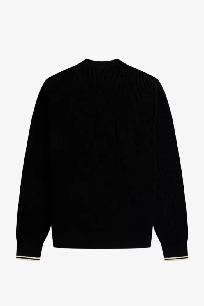 Fred Perry Waffle Stitch Men’s Jumper Black WQVAU5167