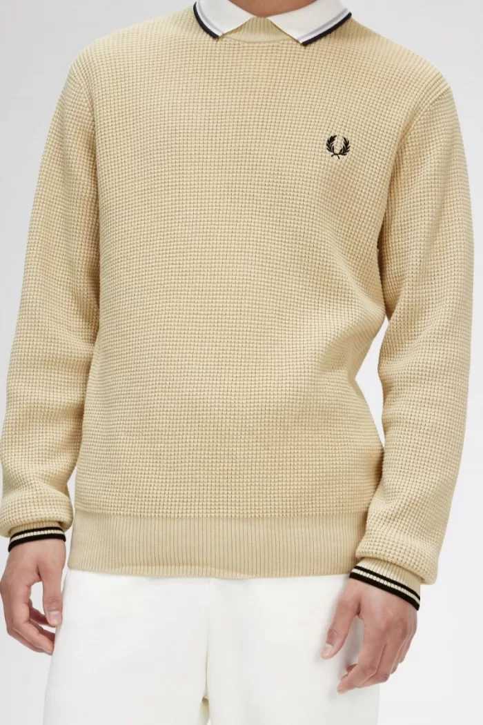 Fred Perry Waffle Stitch Men’s Jumper Oatmeal XYPRU7250